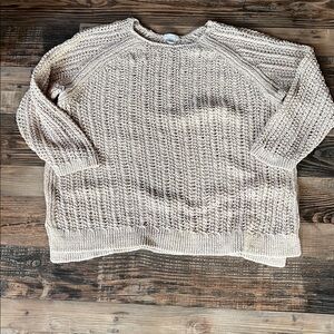 J. Jill Taupe Open-Knit Sweater
